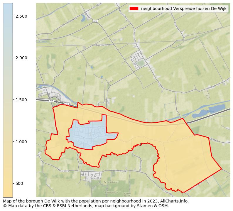Map of the borough De Wijk with the population per neighbourhood in 2023. This page shows a lot of information about residents (such as the distribution by age groups, family composition, gender, native or Dutch with an immigration background, ...), homes (numbers, types, price development, use, type of property, ...) and more (car ownership, energy consumption, ...) based on open data from the Dutch Central Bureau of Statistics and various other sources!