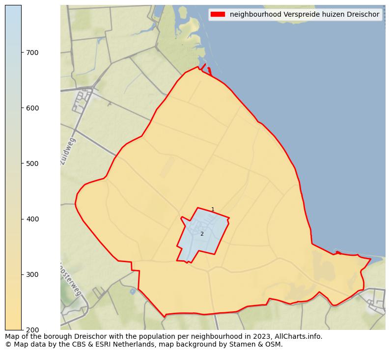 Map of the borough Dreischor with the population per neighbourhood in 2021. This page shows a lot of information about residents (such as the distribution by age groups, family composition, gender, native or Dutch with an immigration background, ...), homes (numbers, types, price development, use, type of property, ...) and more (car ownership, energy consumption, ...) based on open data from the Dutch Central Bureau of Statistics and various other sources!