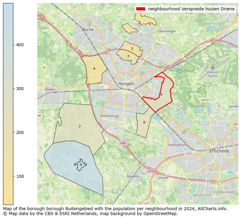 Image of the neighbourhood Verspreide huizen Driene at the map. This image is used as introduction to this page. This page shows a lot of information about the population in the neighbourhood Verspreide huizen Driene (such as the distribution by age groups of the residents, the composition of households, whether inhabitants are natives or Dutch with an immigration background, data about the houses (numbers, types, price development, use, type of property, ...) and more (car ownership, energy consumption, ...) based on open data from the Dutch Central Bureau of Statistics and various other sources!