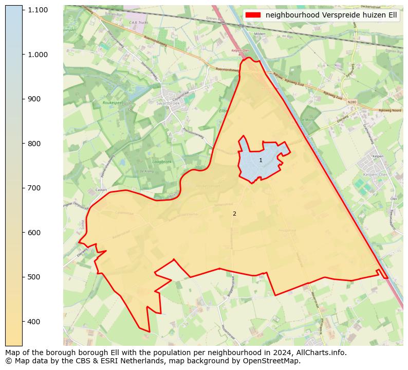 Image of the neighbourhood Verspreide huizen Ell at the map. This image is used as introduction to this page. This page shows a lot of information about the population in the neighbourhood Verspreide huizen Ell (such as the distribution by age groups of the residents, the composition of households, whether inhabitants are natives or Dutch with an immigration background, data about the houses (numbers, types, price development, use, type of property, ...) and more (car ownership, energy consumption, ...) based on open data from the Dutch Central Bureau of Statistics and various other sources!