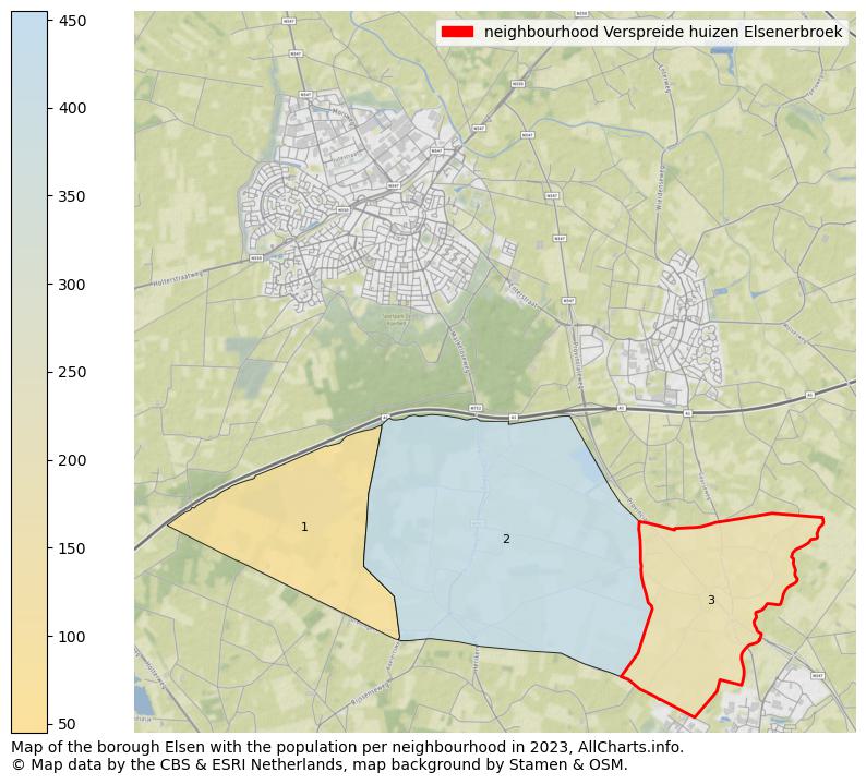 Map of the borough Elsen with the population per neighbourhood in 2023. This page shows a lot of information about residents (such as the distribution by age groups, family composition, gender, native or Dutch with an immigration background, ...), homes (numbers, types, price development, use, type of property, ...) and more (car ownership, energy consumption, ...) based on open data from the Dutch Central Bureau of Statistics and various other sources!