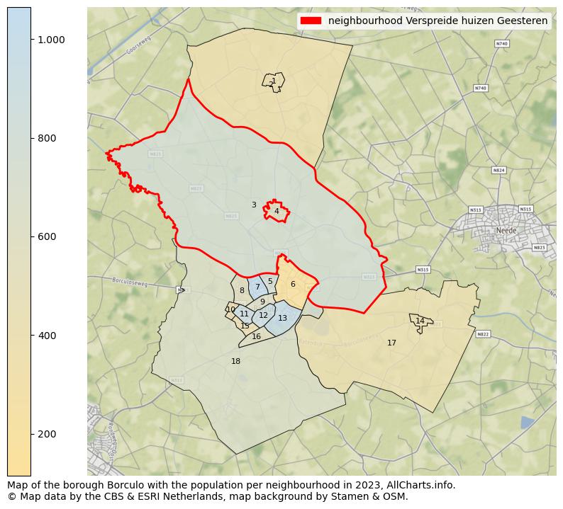 Map of the borough Borculo with the population per neighbourhood in 2023. This page shows a lot of information about residents (such as the distribution by age groups, family composition, gender, native or Dutch with an immigration background, ...), homes (numbers, types, price development, use, type of property, ...) and more (car ownership, energy consumption, ...) based on open data from the Dutch Central Bureau of Statistics and various other sources!