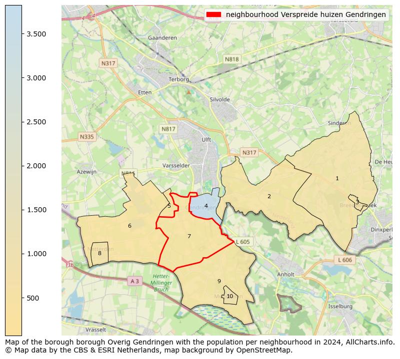 Image of the neighbourhood Verspreide huizen Gendringen at the map. This image is used as introduction to this page. This page shows a lot of information about the population in the neighbourhood Verspreide huizen Gendringen (such as the distribution by age groups of the residents, the composition of households, whether inhabitants are natives or Dutch with an immigration background, data about the houses (numbers, types, price development, use, type of property, ...) and more (car ownership, energy consumption, ...) based on open data from the Dutch Central Bureau of Statistics and various other sources!