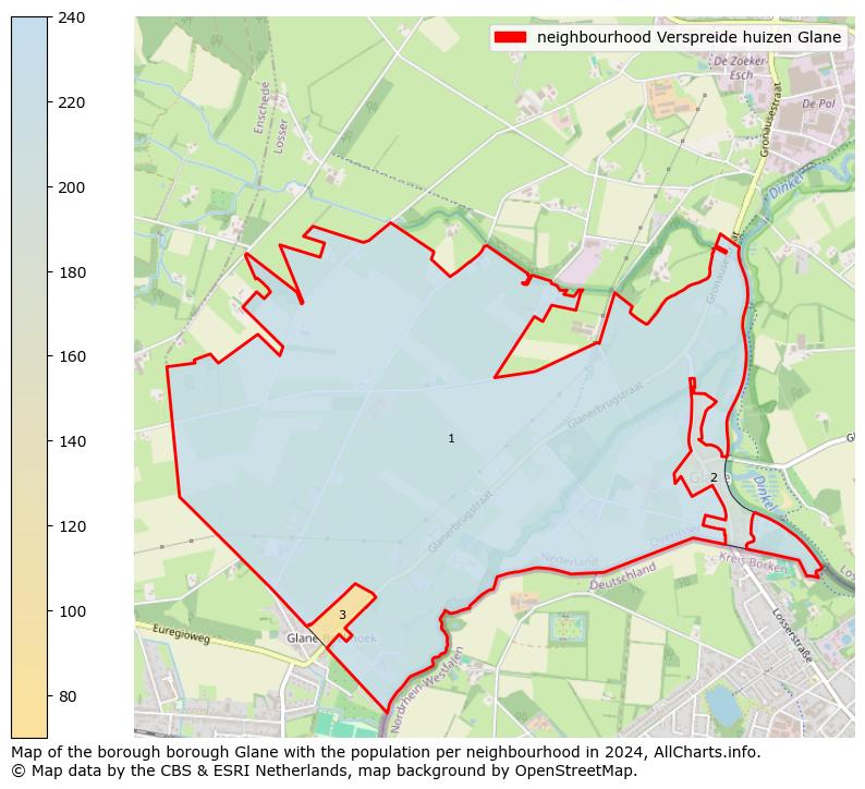 Image of the neighbourhood Verspreide huizen Glane at the map. This image is used as introduction to this page. This page shows a lot of information about the population in the neighbourhood Verspreide huizen Glane (such as the distribution by age groups of the residents, the composition of households, whether inhabitants are natives or Dutch with an immigration background, data about the houses (numbers, types, price development, use, type of property, ...) and more (car ownership, energy consumption, ...) based on open data from the Dutch Central Bureau of Statistics and various other sources!