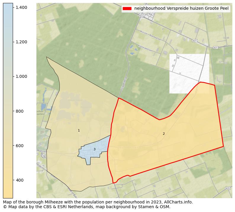 Map of the borough Milheeze with the population per neighbourhood in 2023. This page shows a lot of information about residents (such as the distribution by age groups, family composition, gender, native or Dutch with an immigration background, ...), homes (numbers, types, price development, use, type of property, ...) and more (car ownership, energy consumption, ...) based on open data from the Dutch Central Bureau of Statistics and various other sources!