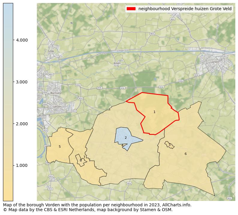 Map of the borough Vorden with the population per neighbourhood in 2023. This page shows a lot of information about residents (such as the distribution by age groups, family composition, gender, native or Dutch with an immigration background, ...), homes (numbers, types, price development, use, type of property, ...) and more (car ownership, energy consumption, ...) based on open data from the Dutch Central Bureau of Statistics and various other sources!