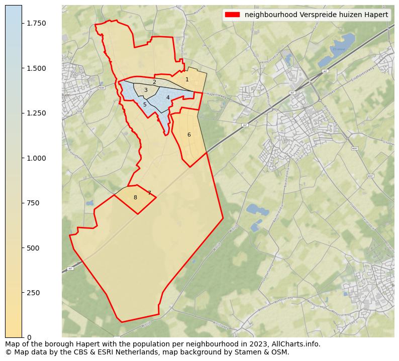 Map of the borough Hapert with the population per neighbourhood in 2023. This page shows a lot of information about residents (such as the distribution by age groups, family composition, gender, native or Dutch with an immigration background, ...), homes (numbers, types, price development, use, type of property, ...) and more (car ownership, energy consumption, ...) based on open data from the Dutch Central Bureau of Statistics and various other sources!