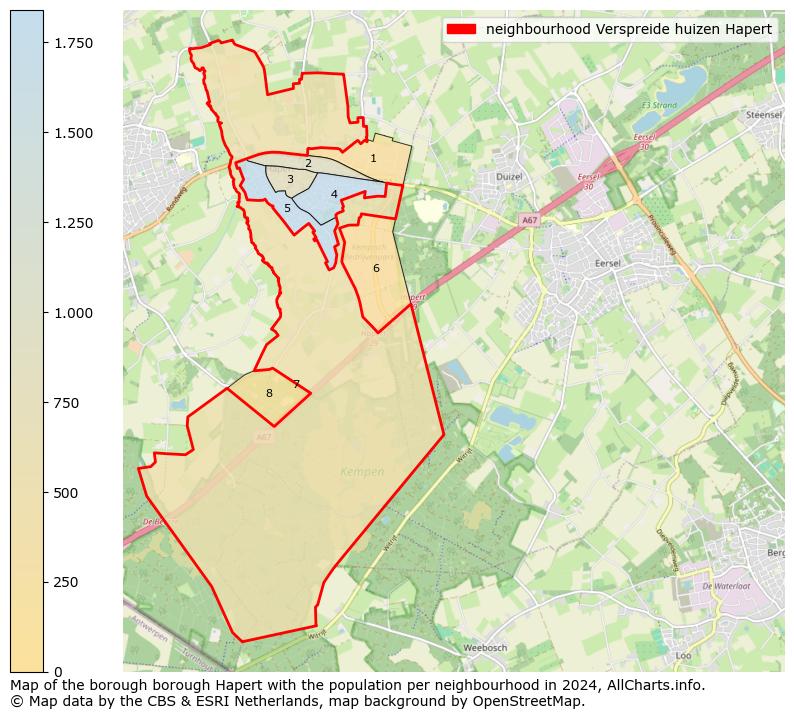 Image of the neighbourhood Verspreide huizen Hapert at the map. This image is used as introduction to this page. This page shows a lot of information about the population in the neighbourhood Verspreide huizen Hapert (such as the distribution by age groups of the residents, the composition of households, whether inhabitants are natives or Dutch with an immigration background, data about the houses (numbers, types, price development, use, type of property, ...) and more (car ownership, energy consumption, ...) based on open data from the Dutch Central Bureau of Statistics and various other sources!