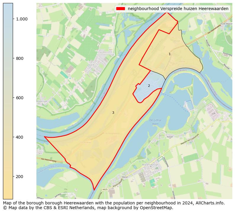 Image of the neighbourhood Verspreide huizen Heerewaarden at the map. This image is used as introduction to this page. This page shows a lot of information about the population in the neighbourhood Verspreide huizen Heerewaarden (such as the distribution by age groups of the residents, the composition of households, whether inhabitants are natives or Dutch with an immigration background, data about the houses (numbers, types, price development, use, type of property, ...) and more (car ownership, energy consumption, ...) based on open data from the Dutch Central Bureau of Statistics and various other sources!