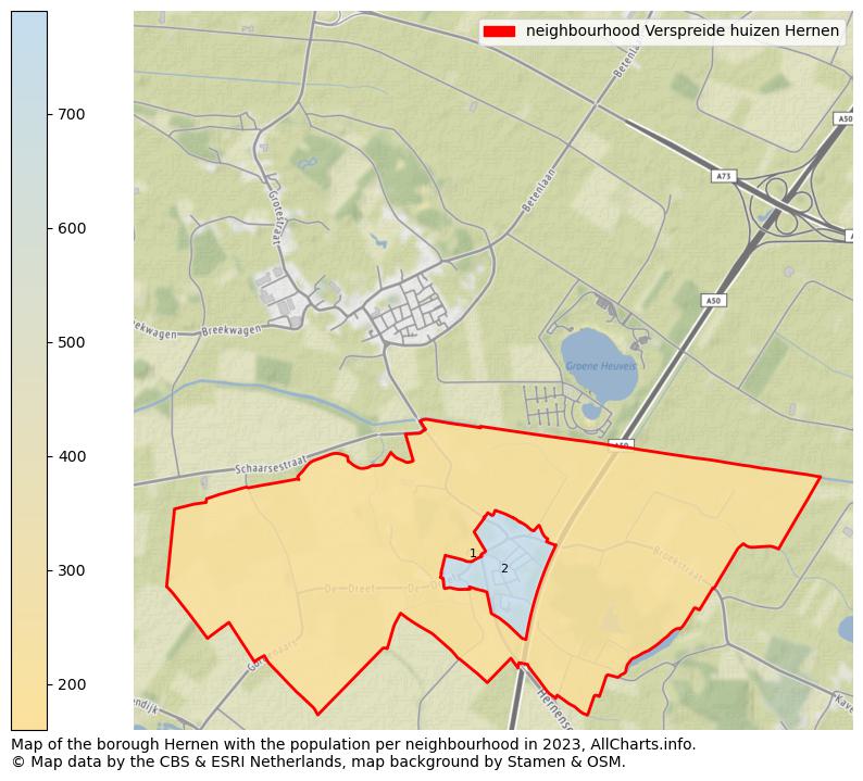 Map of the borough Hernen with the population per neighbourhood in 2023. This page shows a lot of information about residents (such as the distribution by age groups, family composition, gender, native or Dutch with an immigration background, ...), homes (numbers, types, price development, use, type of property, ...) and more (car ownership, energy consumption, ...) based on open data from the Dutch Central Bureau of Statistics and various other sources!