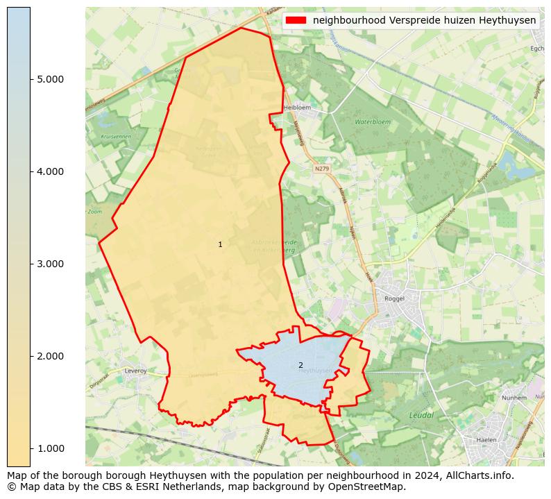 Image of the neighbourhood Verspreide huizen Heythuysen at the map. This image is used as introduction to this page. This page shows a lot of information about the population in the neighbourhood Verspreide huizen Heythuysen (such as the distribution by age groups of the residents, the composition of households, whether inhabitants are natives or Dutch with an immigration background, data about the houses (numbers, types, price development, use, type of property, ...) and more (car ownership, energy consumption, ...) based on open data from the Dutch Central Bureau of Statistics and various other sources!