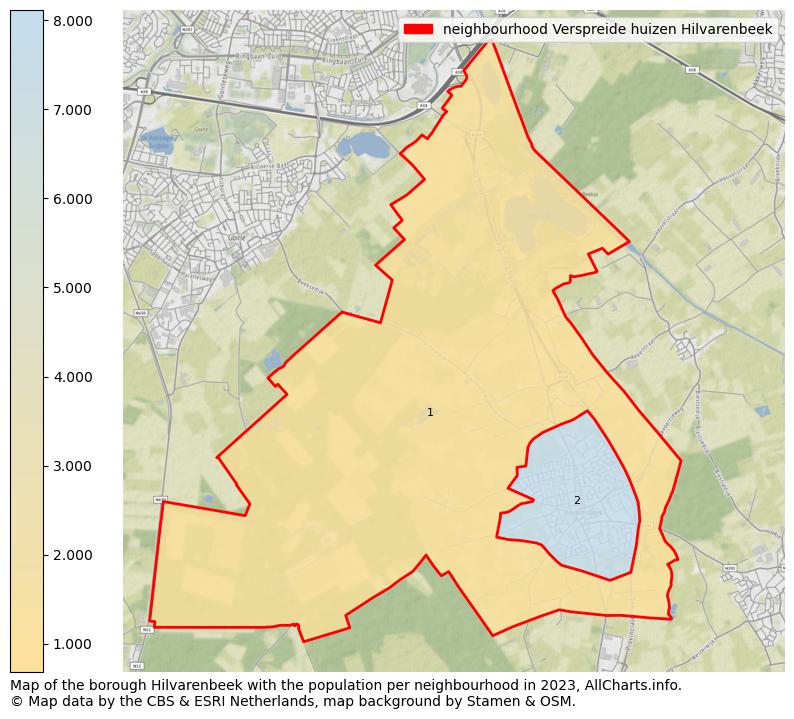 Map of the borough Hilvarenbeek with the population per neighbourhood in 2023. This page shows a lot of information about residents (such as the distribution by age groups, family composition, gender, native or Dutch with an immigration background, ...), homes (numbers, types, price development, use, type of property, ...) and more (car ownership, energy consumption, ...) based on open data from the Dutch Central Bureau of Statistics and various other sources!