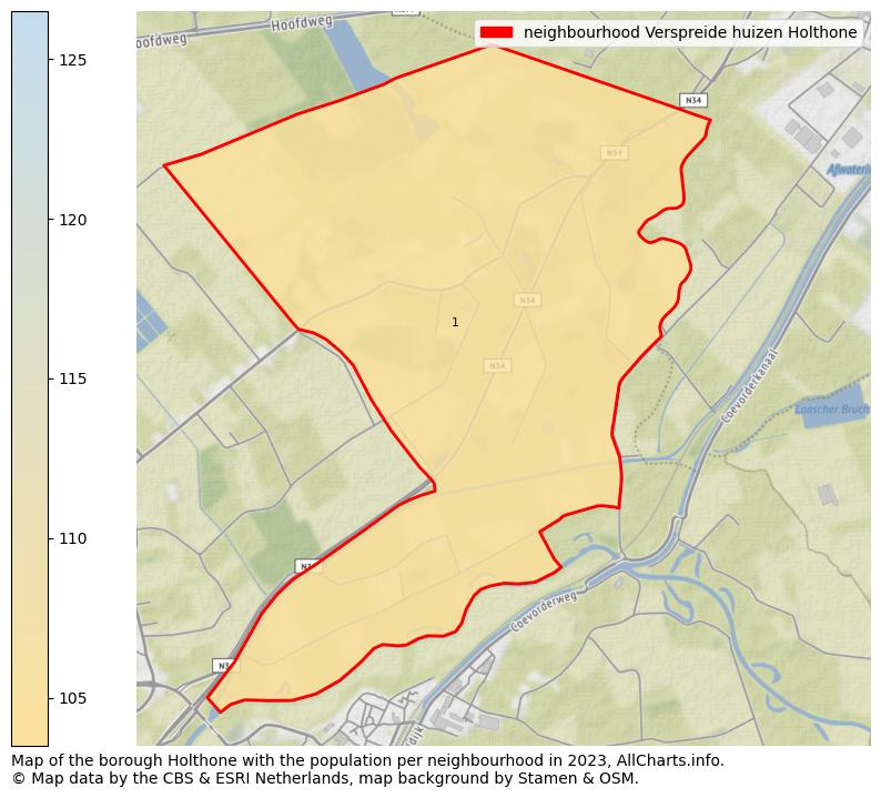 Map of the borough Holthone with the population per neighbourhood in 2023. This page shows a lot of information about residents (such as the distribution by age groups, family composition, gender, native or Dutch with an immigration background, ...), homes (numbers, types, price development, use, type of property, ...) and more (car ownership, energy consumption, ...) based on open data from the Dutch Central Bureau of Statistics and various other sources!