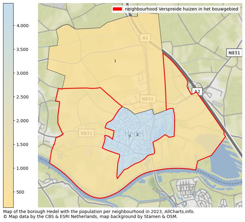 Map of the borough Hedel with the population per neighbourhood in 2023. This page shows a lot of information about residents (such as the distribution by age groups, family composition, gender, native or Dutch with an immigration background, ...), homes (numbers, types, price development, use, type of property, ...) and more (car ownership, energy consumption, ...) based on open data from the Dutch Central Bureau of Statistics and various other sources!