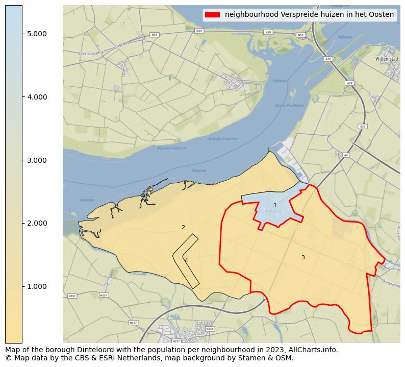 Map of the borough Dinteloord with the population per neighbourhood in 2023. This page shows a lot of information about residents (such as the distribution by age groups, family composition, gender, native or Dutch with an immigration background, ...), homes (numbers, types, price development, use, type of property, ...) and more (car ownership, energy consumption, ...) based on open data from the Dutch Central Bureau of Statistics and various other sources!