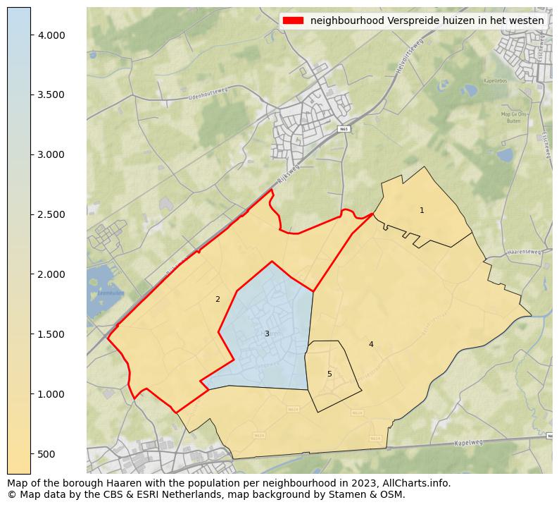Map of the borough Haaren with the population per neighbourhood in 2023. This page shows a lot of information about residents (such as the distribution by age groups, family composition, gender, native or Dutch with an immigration background, ...), homes (numbers, types, price development, use, type of property, ...) and more (car ownership, energy consumption, ...) based on open data from the Dutch Central Bureau of Statistics and various other sources!