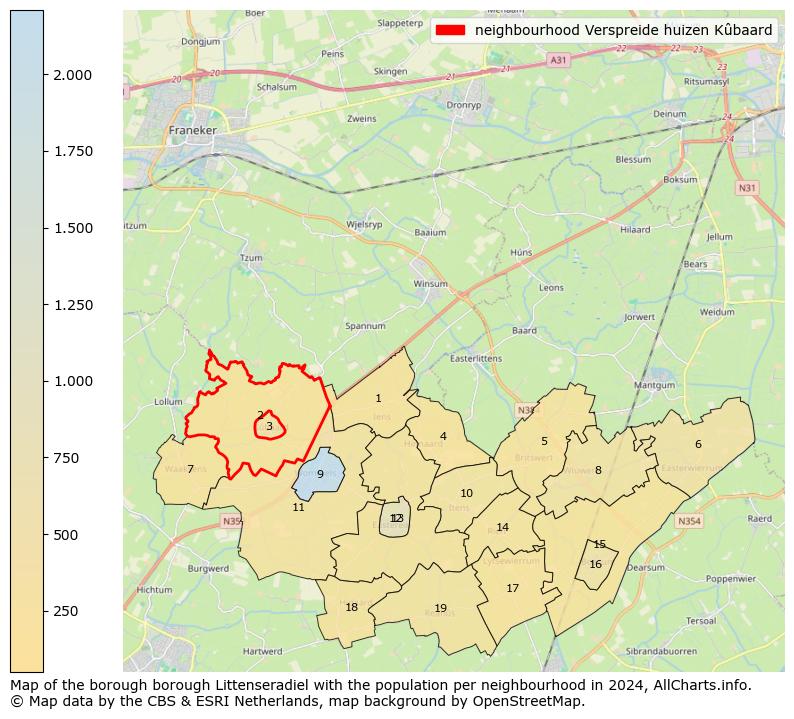 Image of the neighbourhood Verspreide huizen Kûbaard at the map. This image is used as introduction to this page. This page shows a lot of information about the population in the neighbourhood Verspreide huizen Kûbaard (such as the distribution by age groups of the residents, the composition of households, whether inhabitants are natives or Dutch with an immigration background, data about the houses (numbers, types, price development, use, type of property, ...) and more (car ownership, energy consumption, ...) based on open data from the Dutch Central Bureau of Statistics and various other sources!