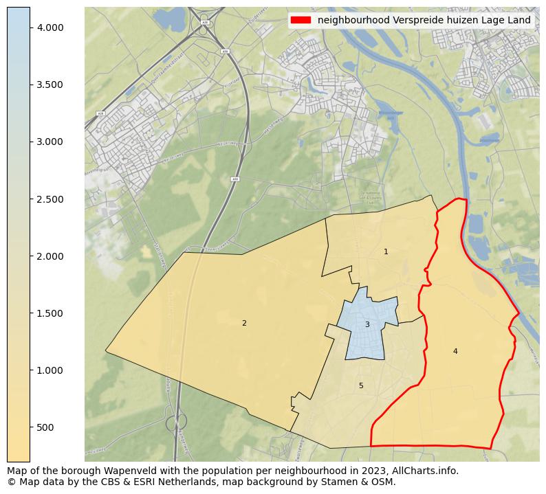 Map of the borough Wapenveld with the population per neighbourhood in 2023. This page shows a lot of information about residents (such as the distribution by age groups, family composition, gender, native or Dutch with an immigration background, ...), homes (numbers, types, price development, use, type of property, ...) and more (car ownership, energy consumption, ...) based on open data from the Dutch Central Bureau of Statistics and various other sources!