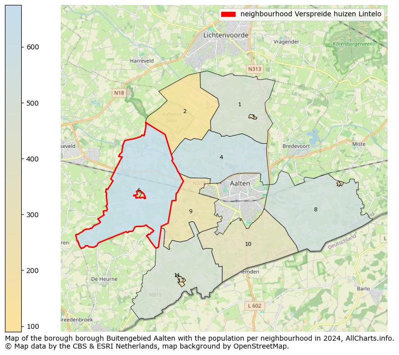 Image of the neighbourhood Verspreide huizen Lintelo at the map. This image is used as introduction to this page. This page shows a lot of information about the population in the neighbourhood Verspreide huizen Lintelo (such as the distribution by age groups of the residents, the composition of households, whether inhabitants are natives or Dutch with an immigration background, data about the houses (numbers, types, price development, use, type of property, ...) and more (car ownership, energy consumption, ...) based on open data from the Dutch Central Bureau of Statistics and various other sources!