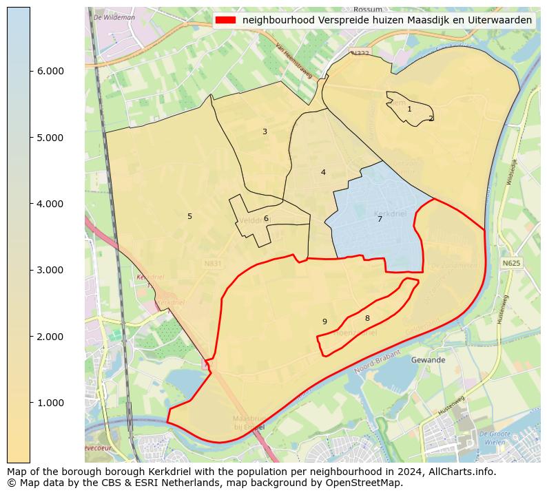 Image of the neighbourhood Verspreide huizen Maasdijk en Uiterwaarden at the map. This image is used as introduction to this page. This page shows a lot of information about the population in the neighbourhood Verspreide huizen Maasdijk en Uiterwaarden (such as the distribution by age groups of the residents, the composition of households, whether inhabitants are natives or Dutch with an immigration background, data about the houses (numbers, types, price development, use, type of property, ...) and more (car ownership, energy consumption, ...) based on open data from the Dutch Central Bureau of Statistics and various other sources!