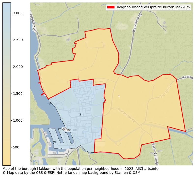 Map of the borough Makkum with the population per neighbourhood in 2023. This page shows a lot of information about residents (such as the distribution by age groups, family composition, gender, native or Dutch with an immigration background, ...), homes (numbers, types, price development, use, type of property, ...) and more (car ownership, energy consumption, ...) based on open data from the Dutch Central Bureau of Statistics and various other sources!
