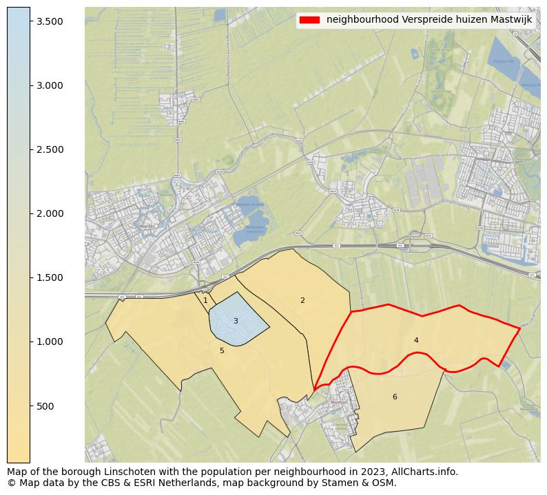 Map of the borough Linschoten with the population per neighbourhood in 2023. This page shows a lot of information about residents (such as the distribution by age groups, family composition, gender, native or Dutch with an immigration background, ...), homes (numbers, types, price development, use, type of property, ...) and more (car ownership, energy consumption, ...) based on open data from the Dutch Central Bureau of Statistics and various other sources!