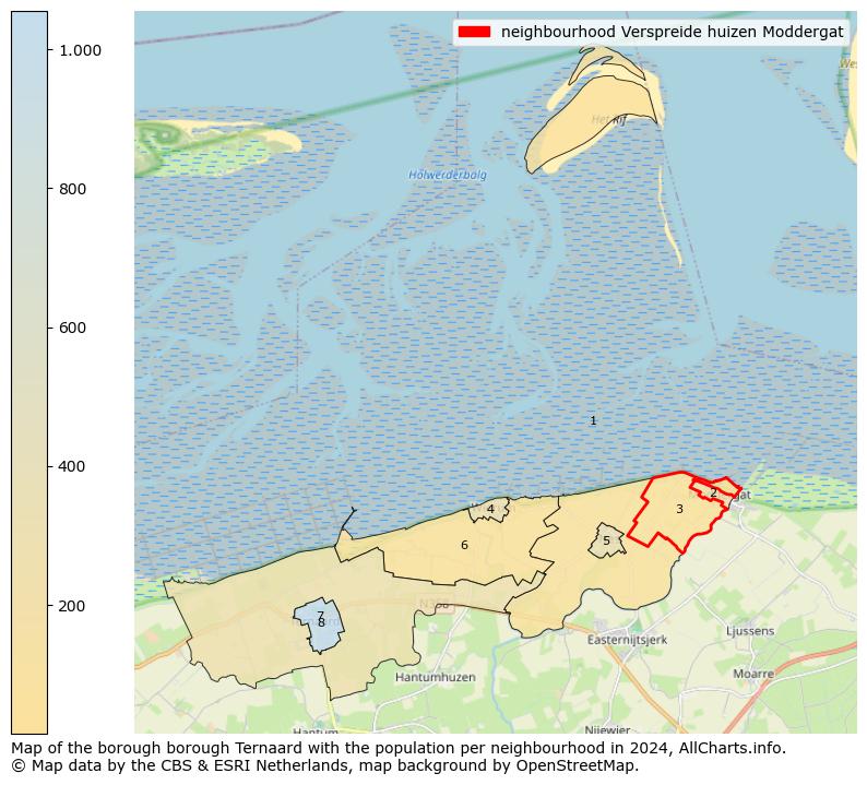 Image of the neighbourhood Verspreide huizen Moddergat at the map. This image is used as introduction to this page. This page shows a lot of information about the population in the neighbourhood Verspreide huizen Moddergat (such as the distribution by age groups of the residents, the composition of households, whether inhabitants are natives or Dutch with an immigration background, data about the houses (numbers, types, price development, use, type of property, ...) and more (car ownership, energy consumption, ...) based on open data from the Dutch Central Bureau of Statistics and various other sources!