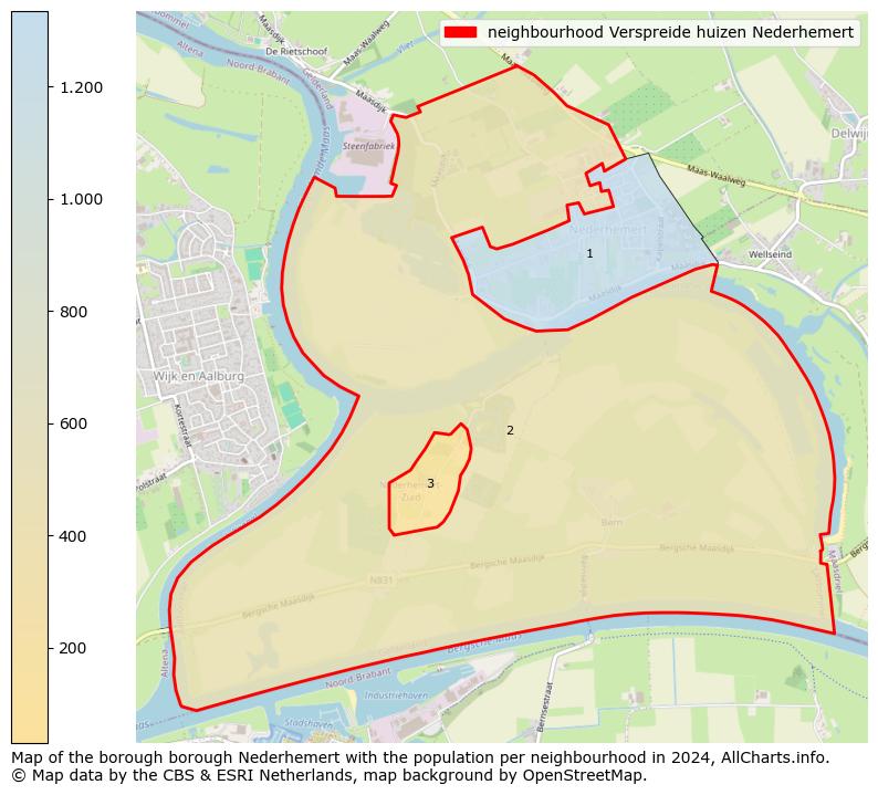 Image of the neighbourhood Verspreide huizen Nederhemert at the map. This image is used as introduction to this page. This page shows a lot of information about the population in the neighbourhood Verspreide huizen Nederhemert (such as the distribution by age groups of the residents, the composition of households, whether inhabitants are natives or Dutch with an immigration background, data about the houses (numbers, types, price development, use, type of property, ...) and more (car ownership, energy consumption, ...) based on open data from the Dutch Central Bureau of Statistics and various other sources!