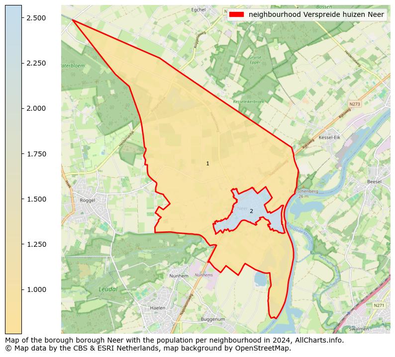 Image of the neighbourhood Verspreide huizen Neer at the map. This image is used as introduction to this page. This page shows a lot of information about the population in the neighbourhood Verspreide huizen Neer (such as the distribution by age groups of the residents, the composition of households, whether inhabitants are natives or Dutch with an immigration background, data about the houses (numbers, types, price development, use, type of property, ...) and more (car ownership, energy consumption, ...) based on open data from the Dutch Central Bureau of Statistics and various other sources!