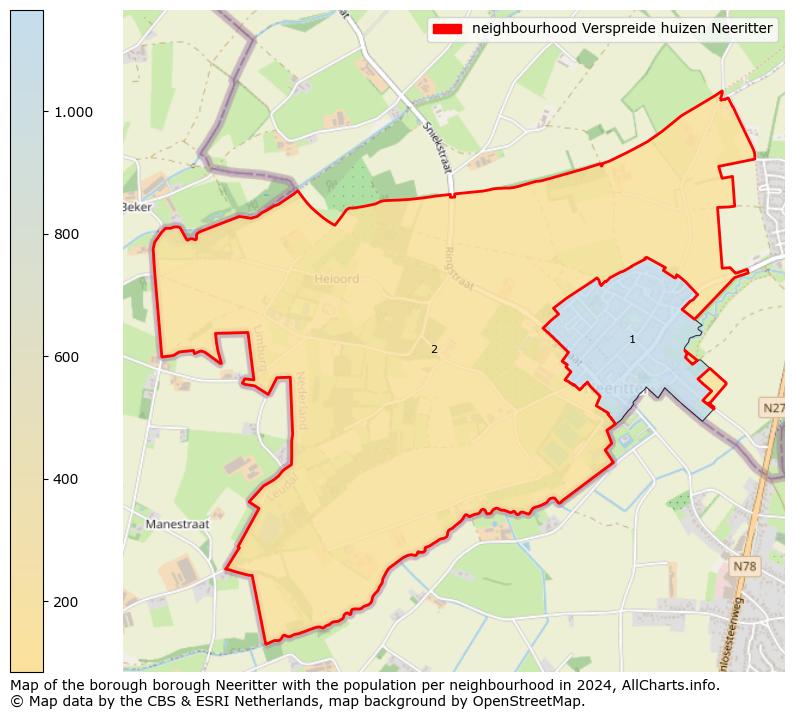 Image of the neighbourhood Verspreide huizen Neeritter at the map. This image is used as introduction to this page. This page shows a lot of information about the population in the neighbourhood Verspreide huizen Neeritter (such as the distribution by age groups of the residents, the composition of households, whether inhabitants are natives or Dutch with an immigration background, data about the houses (numbers, types, price development, use, type of property, ...) and more (car ownership, energy consumption, ...) based on open data from the Dutch Central Bureau of Statistics and various other sources!