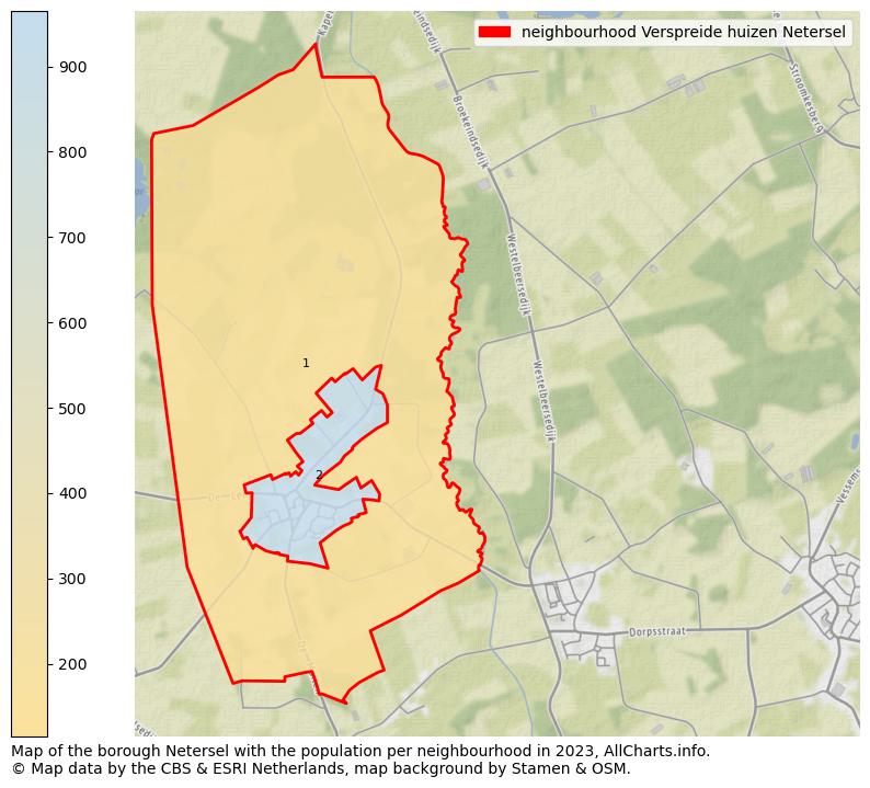 Map of the borough Netersel with the population per neighbourhood in 2023. This page shows a lot of information about residents (such as the distribution by age groups, family composition, gender, native or Dutch with an immigration background, ...), homes (numbers, types, price development, use, type of property, ...) and more (car ownership, energy consumption, ...) based on open data from the Dutch Central Bureau of Statistics and various other sources!
