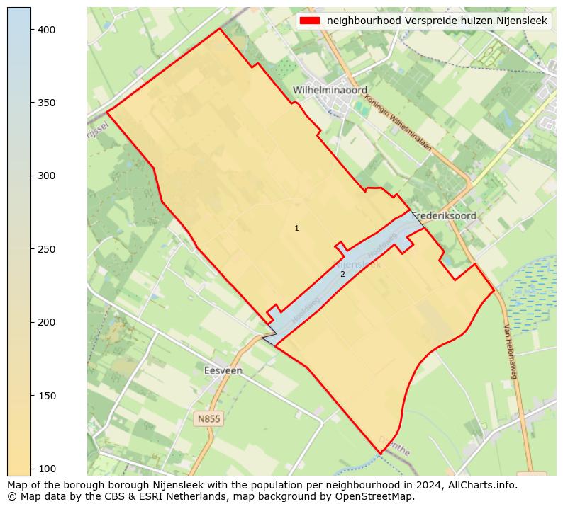 Image of the neighbourhood Verspreide huizen Nijensleek at the map. This image is used as introduction to this page. This page shows a lot of information about the population in the neighbourhood Verspreide huizen Nijensleek (such as the distribution by age groups of the residents, the composition of households, whether inhabitants are natives or Dutch with an immigration background, data about the houses (numbers, types, price development, use, type of property, ...) and more (car ownership, energy consumption, ...) based on open data from the Dutch Central Bureau of Statistics and various other sources!