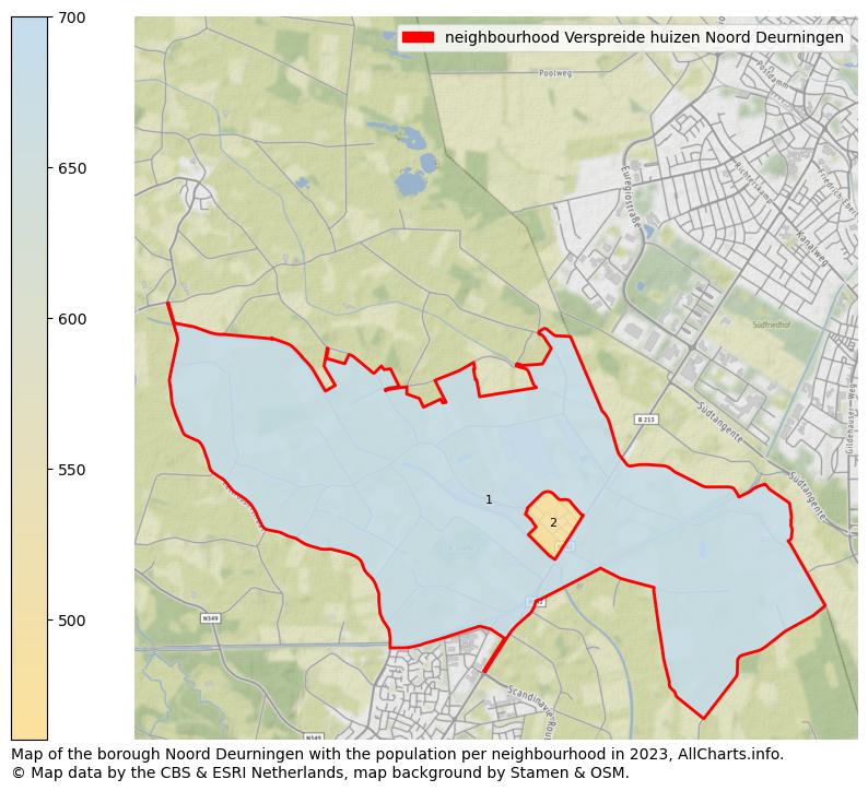 Map of the borough Noord Deurningen with the population per neighbourhood in 2023. This page shows a lot of information about residents (such as the distribution by age groups, family composition, gender, native or Dutch with an immigration background, ...), homes (numbers, types, price development, use, type of property, ...) and more (car ownership, energy consumption, ...) based on open data from the Dutch Central Bureau of Statistics and various other sources!