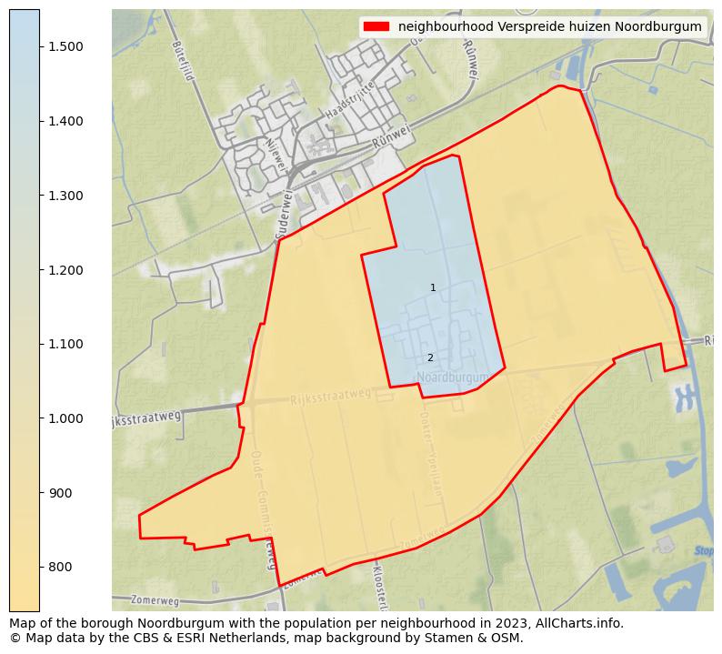 Map of the borough Noordburgum with the population per neighbourhood in 2023. This page shows a lot of information about residents (such as the distribution by age groups, family composition, gender, native or Dutch with an immigration background, ...), homes (numbers, types, price development, use, type of property, ...) and more (car ownership, energy consumption, ...) based on open data from the Dutch Central Bureau of Statistics and various other sources!