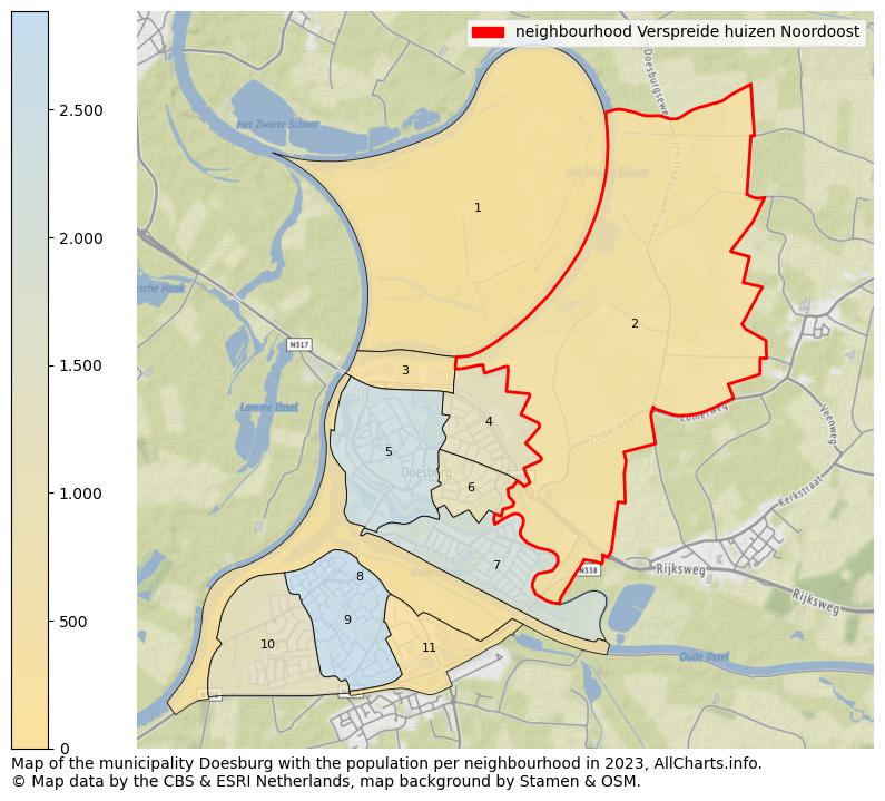 Map of the municipality Doesburg with the population per neighbourhood in 2023. This page shows a lot of information about residents (such as the distribution by age groups, family composition, gender, native or Dutch with an immigration background, ...), homes (numbers, types, price development, use, type of property, ...) and more (car ownership, energy consumption, ...) based on open data from the Dutch Central Bureau of Statistics and various other sources!
