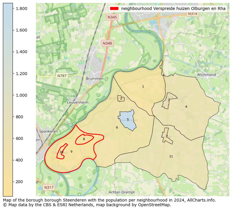 Image of the neighbourhood Verspreide huizen Olburgen en Rha at the map. This image is used as introduction to this page. This page shows a lot of information about the population in the neighbourhood Verspreide huizen Olburgen en Rha (such as the distribution by age groups of the residents, the composition of households, whether inhabitants are natives or Dutch with an immigration background, data about the houses (numbers, types, price development, use, type of property, ...) and more (car ownership, energy consumption, ...) based on open data from the Dutch Central Bureau of Statistics and various other sources!