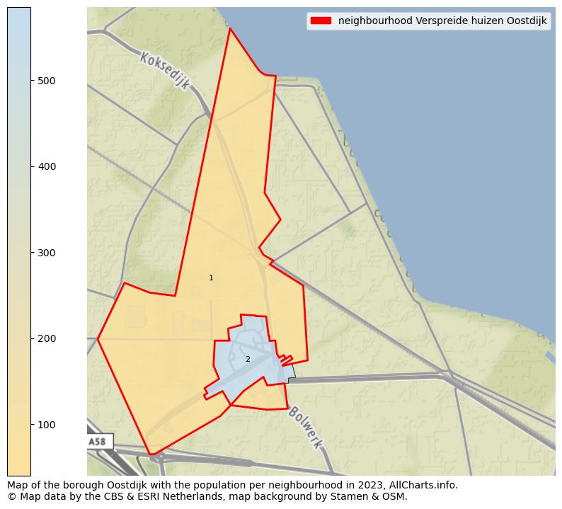 Map of the borough Oostdijk with the population per neighbourhood in 2023. This page shows a lot of information about residents (such as the distribution by age groups, family composition, gender, native or Dutch with an immigration background, ...), homes (numbers, types, price development, use, type of property, ...) and more (car ownership, energy consumption, ...) based on open data from the Dutch Central Bureau of Statistics and various other sources!