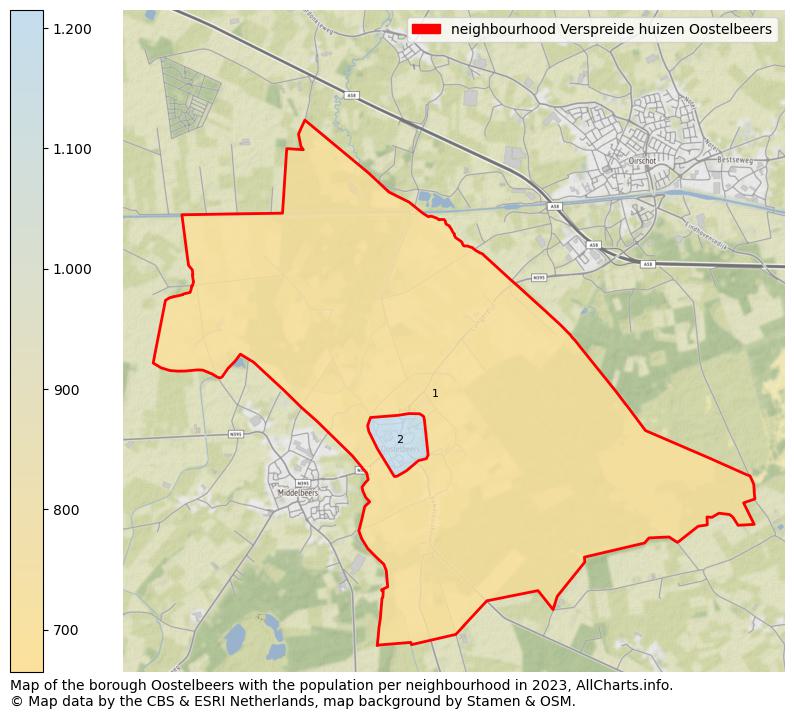 Map of the borough Oostelbeers with the population per neighbourhood in 2023. This page shows a lot of information about residents (such as the distribution by age groups, family composition, gender, native or Dutch with an immigration background, ...), homes (numbers, types, price development, use, type of property, ...) and more (car ownership, energy consumption, ...) based on open data from the Dutch Central Bureau of Statistics and various other sources!
