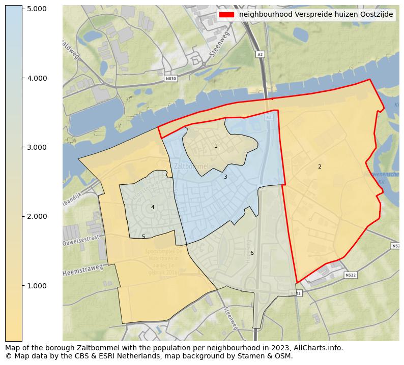 Map of the borough Zaltbommel with the population per neighbourhood in 2023. This page shows a lot of information about residents (such as the distribution by age groups, family composition, gender, native or Dutch with an immigration background, ...), homes (numbers, types, price development, use, type of property, ...) and more (car ownership, energy consumption, ...) based on open data from the Dutch Central Bureau of Statistics and various other sources!