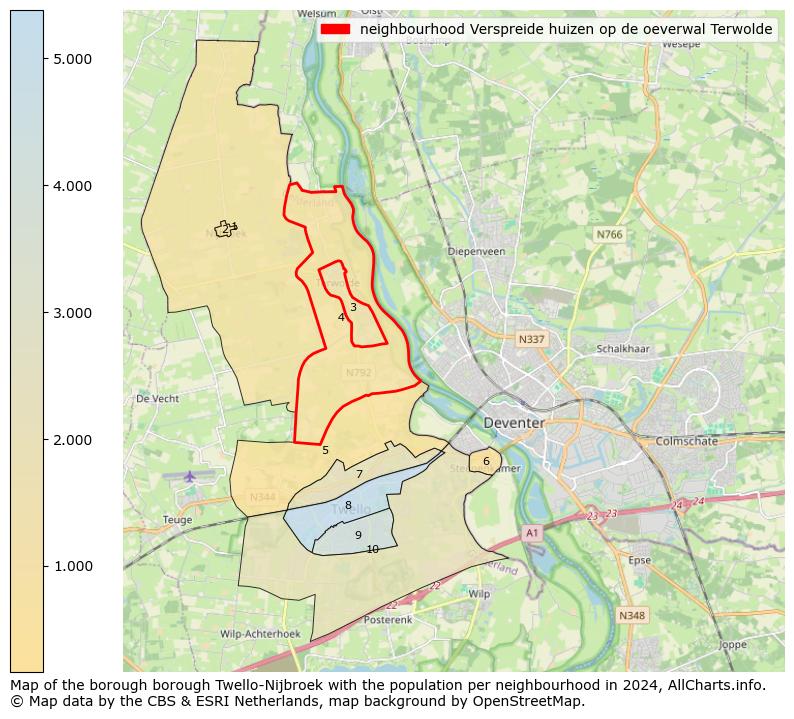 Image of the neighbourhood Verspreide huizen op de oeverwal Terwolde at the map. This image is used as introduction to this page. This page shows a lot of information about the population in the neighbourhood Verspreide huizen op de oeverwal Terwolde (such as the distribution by age groups of the residents, the composition of households, whether inhabitants are natives or Dutch with an immigration background, data about the houses (numbers, types, price development, use, type of property, ...) and more (car ownership, energy consumption, ...) based on open data from the Dutch Central Bureau of Statistics and various other sources!