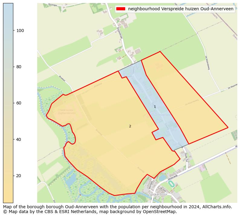 Image of the neighbourhood Verspreide huizen Oud-Annerveen at the map. This image is used as introduction to this page. This page shows a lot of information about the population in the neighbourhood Verspreide huizen Oud-Annerveen (such as the distribution by age groups of the residents, the composition of households, whether inhabitants are natives or Dutch with an immigration background, data about the houses (numbers, types, price development, use, type of property, ...) and more (car ownership, energy consumption, ...) based on open data from the Dutch Central Bureau of Statistics and various other sources!