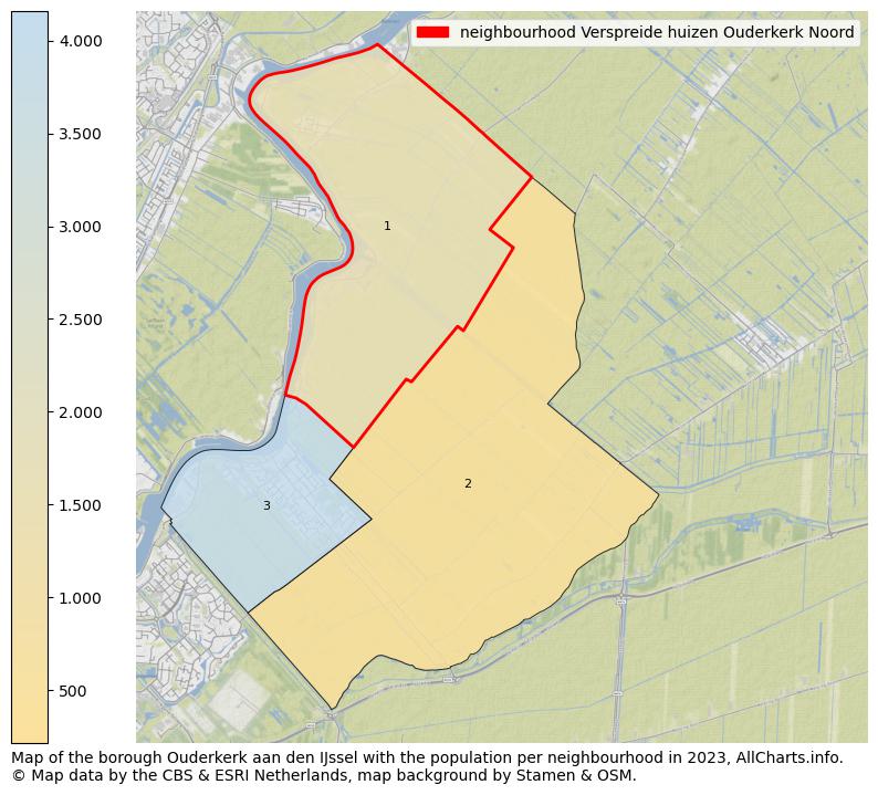 Map of the borough Ouderkerk aan den IJssel with the population per neighbourhood in 2023. This page shows a lot of information about residents (such as the distribution by age groups, family composition, gender, native or Dutch with an immigration background, ...), homes (numbers, types, price development, use, type of property, ...) and more (car ownership, energy consumption, ...) based on open data from the Dutch Central Bureau of Statistics and various other sources!