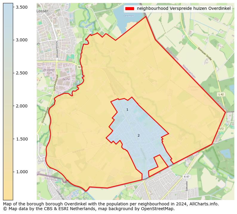 Image of the neighbourhood Verspreide huizen Overdinkel at the map. This image is used as introduction to this page. This page shows a lot of information about the population in the neighbourhood Verspreide huizen Overdinkel (such as the distribution by age groups of the residents, the composition of households, whether inhabitants are natives or Dutch with an immigration background, data about the houses (numbers, types, price development, use, type of property, ...) and more (car ownership, energy consumption, ...) based on open data from the Dutch Central Bureau of Statistics and various other sources!