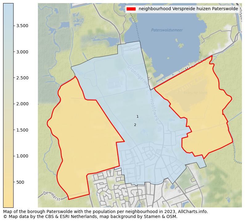 Map of the borough Paterswolde with the population per neighbourhood in 2022. This page shows a lot of information about residents (such as the distribution by age groups, family composition, gender, native or Dutch with an immigration background, ...), homes (numbers, types, price development, use, type of property, ...) and more (car ownership, energy consumption, ...) based on open data from the Dutch Central Bureau of Statistics and various other sources!
