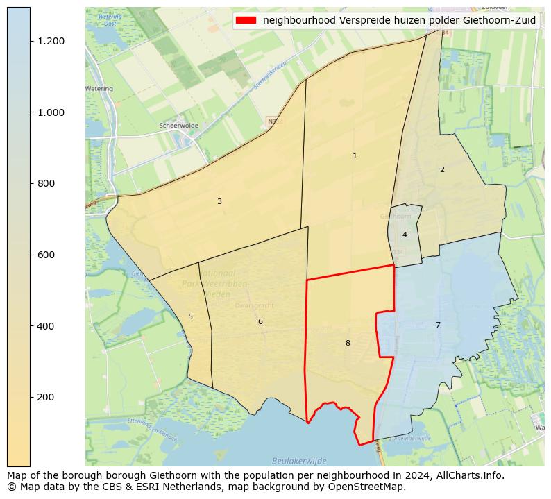 Image of the neighbourhood Verspreide huizen polder Giethoorn-Zuid at the map. This image is used as introduction to this page. This page shows a lot of information about the population in the neighbourhood Verspreide huizen polder Giethoorn-Zuid (such as the distribution by age groups of the residents, the composition of households, whether inhabitants are natives or Dutch with an immigration background, data about the houses (numbers, types, price development, use, type of property, ...) and more (car ownership, energy consumption, ...) based on open data from the Dutch Central Bureau of Statistics and various other sources!