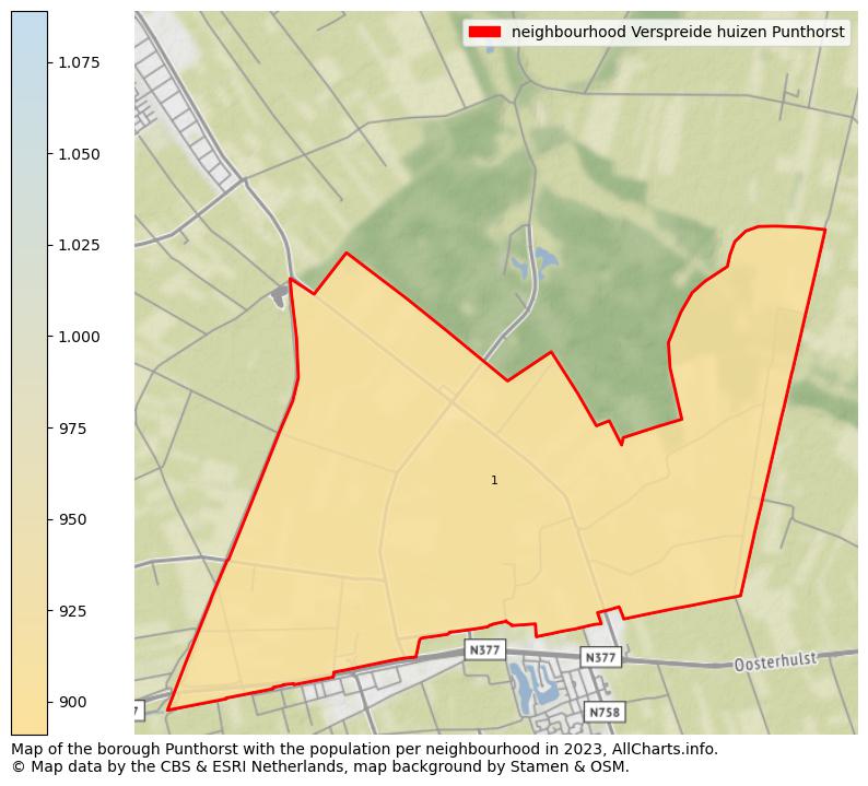 Map of the borough Punthorst with the population per neighbourhood in 2023. This page shows a lot of information about residents (such as the distribution by age groups, family composition, gender, native or Dutch with an immigration background, ...), homes (numbers, types, price development, use, type of property, ...) and more (car ownership, energy consumption, ...) based on open data from the Dutch Central Bureau of Statistics and various other sources!