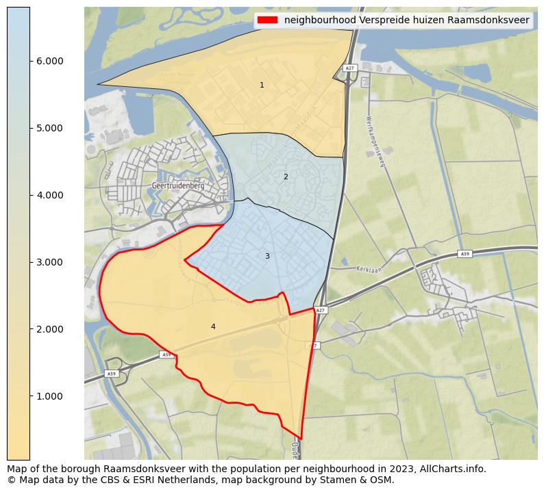 Map of the borough Raamsdonksveer with the population per neighbourhood in 2023. This page shows a lot of information about residents (such as the distribution by age groups, family composition, gender, native or Dutch with an immigration background, ...), homes (numbers, types, price development, use, type of property, ...) and more (car ownership, energy consumption, ...) based on open data from the Dutch Central Bureau of Statistics and various other sources!