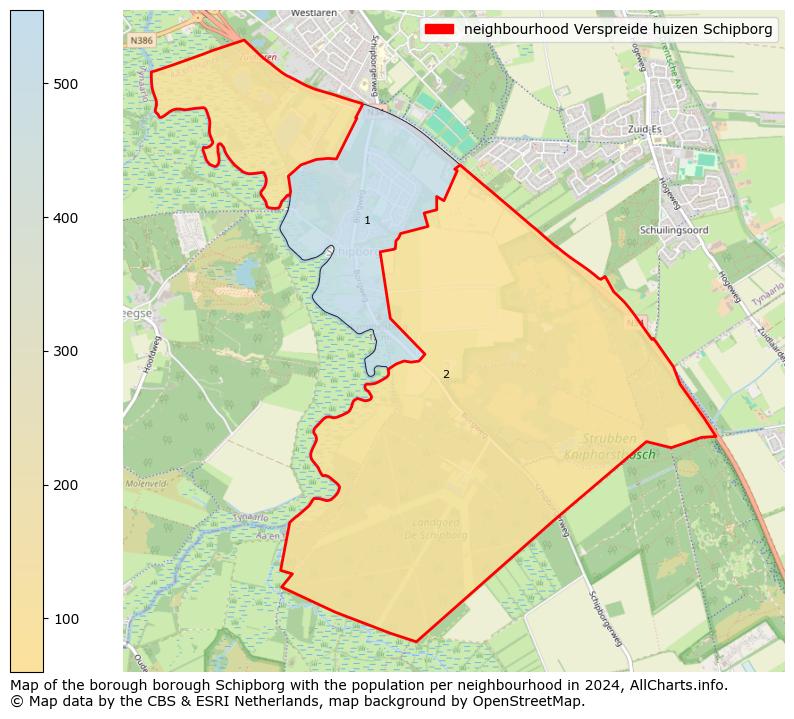 Image of the neighbourhood Verspreide huizen Schipborg at the map. This image is used as introduction to this page. This page shows a lot of information about the population in the neighbourhood Verspreide huizen Schipborg (such as the distribution by age groups of the residents, the composition of households, whether inhabitants are natives or Dutch with an immigration background, data about the houses (numbers, types, price development, use, type of property, ...) and more (car ownership, energy consumption, ...) based on open data from the Dutch Central Bureau of Statistics and various other sources!