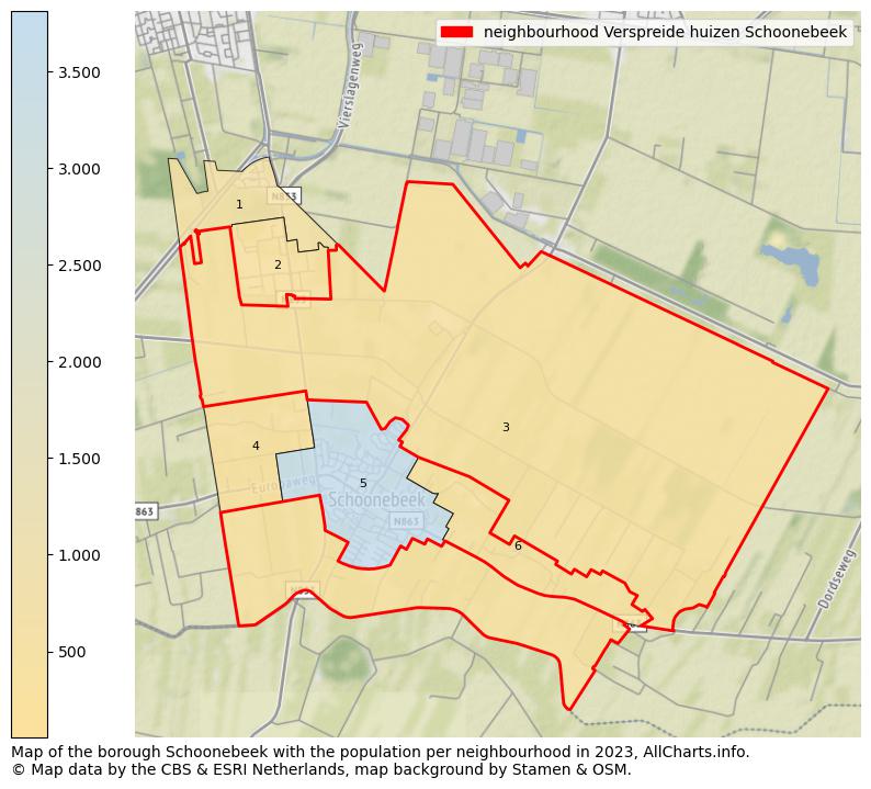 Map of the borough Schoonebeek with the population per neighbourhood in 2023. This page shows a lot of information about residents (such as the distribution by age groups, family composition, gender, native or Dutch with an immigration background, ...), homes (numbers, types, price development, use, type of property, ...) and more (car ownership, energy consumption, ...) based on open data from the Dutch Central Bureau of Statistics and various other sources!
