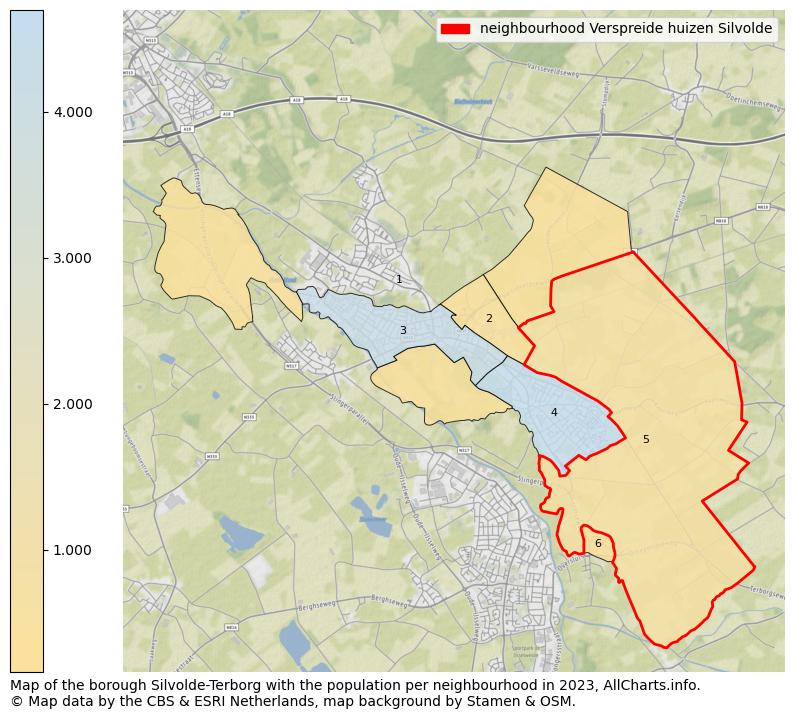 Map of the borough Silvolde-Terborg with the population per neighbourhood in 2023. This page shows a lot of information about residents (such as the distribution by age groups, family composition, gender, native or Dutch with an immigration background, ...), homes (numbers, types, price development, use, type of property, ...) and more (car ownership, energy consumption, ...) based on open data from the Dutch Central Bureau of Statistics and various other sources!